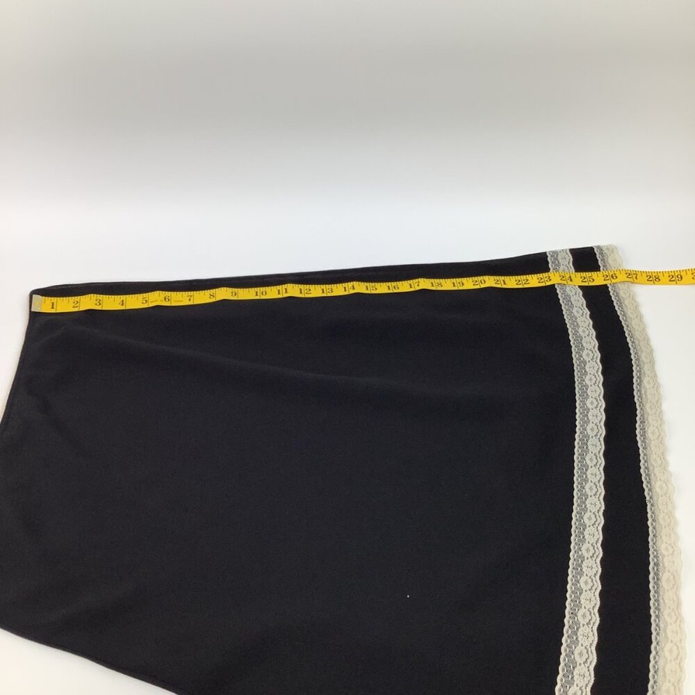 Vintage Lipslide Black Slip Skirt L Large Lace Detail Lined Academia Grunge - Picture 6 of 9